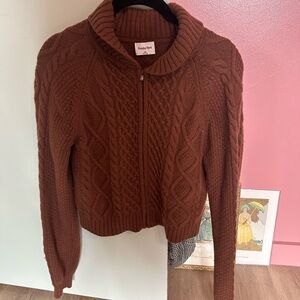 Aritzia Sunday Best Chocolate Cable Knit Cardigan